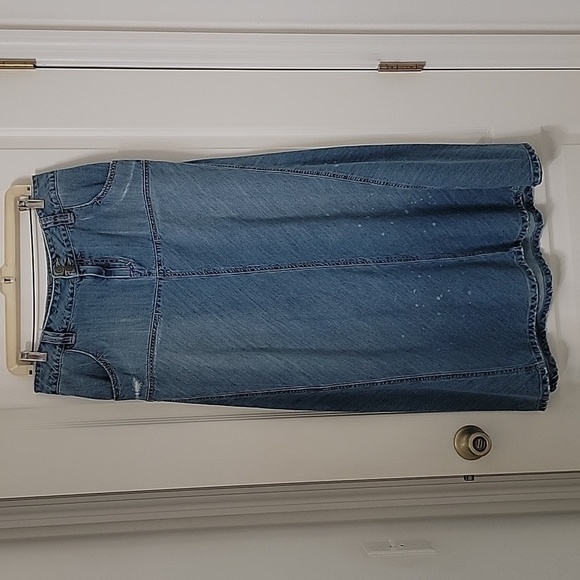 London Jean Size 10 Vintage Retro Maxi Distressed Denim Skirt, GUC - Picture 1 of 11